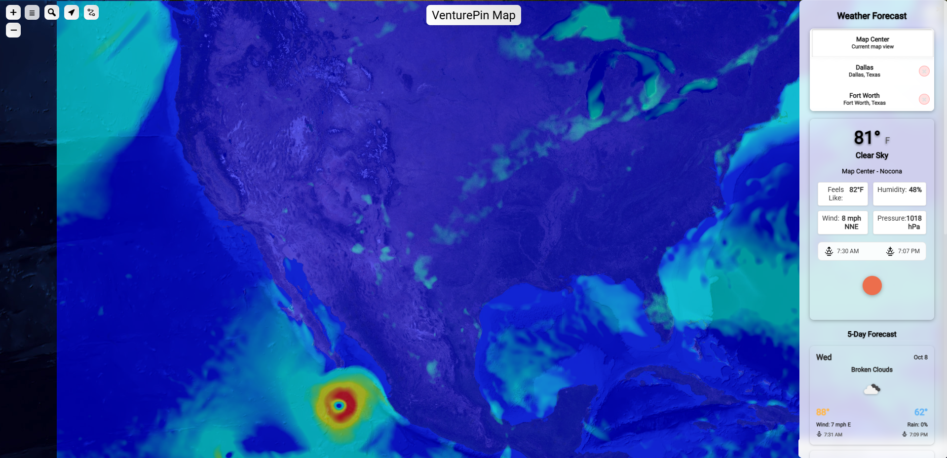 Weather Overlays with Storm Tracking & Forecast Panel